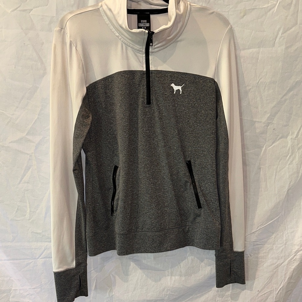 PINK Victoria's Secret White and Black Top Medium